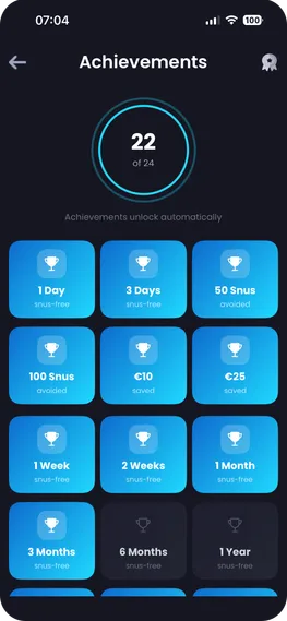 Breezer Quit Mode – Achievements and snus-free milestones