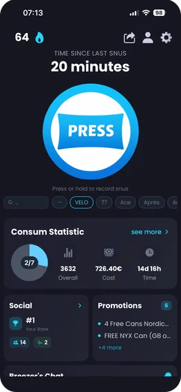 Breezer App – Log a snus pouch with one tap