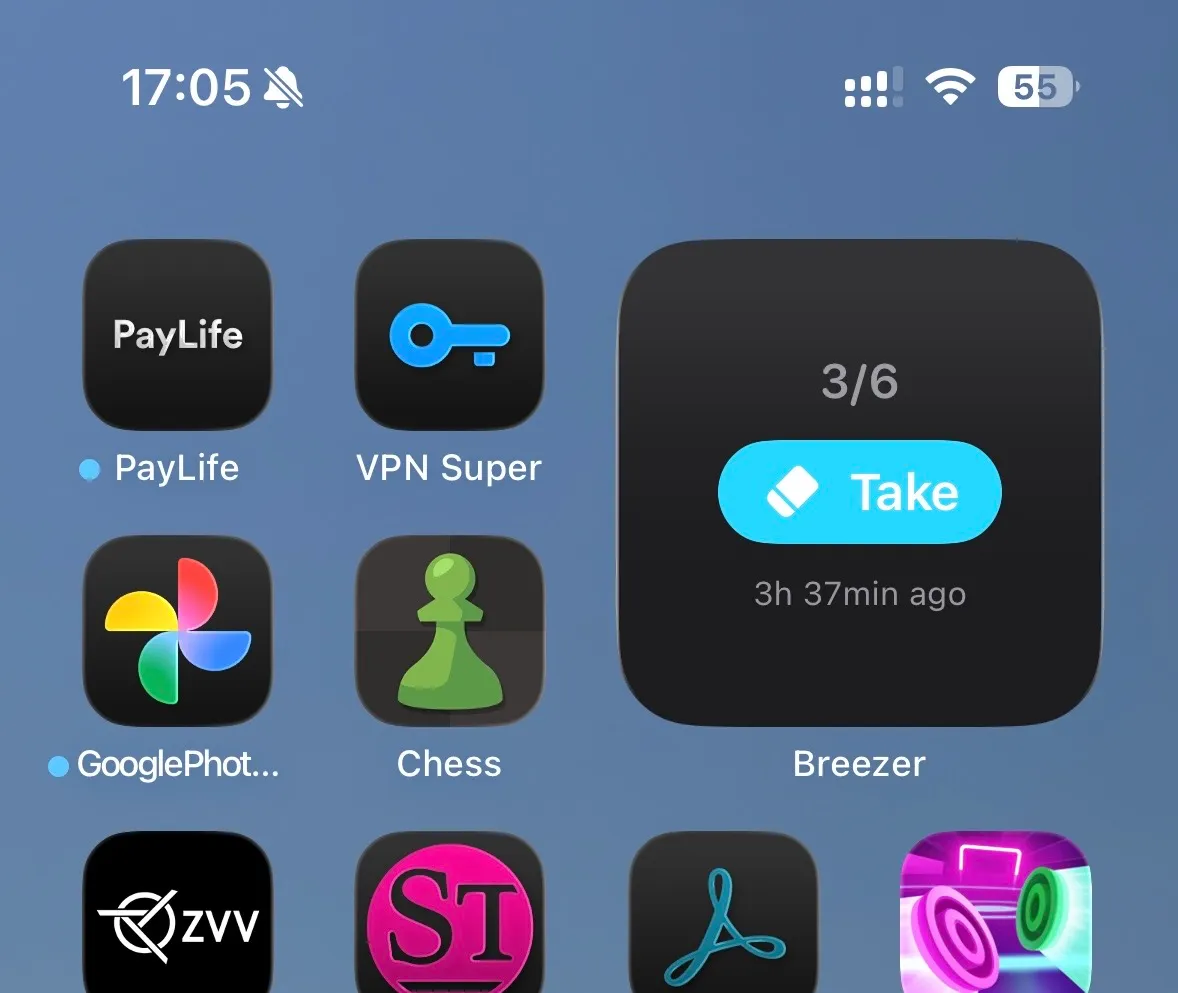 Breezer Tracking-Widget Schnellaktion